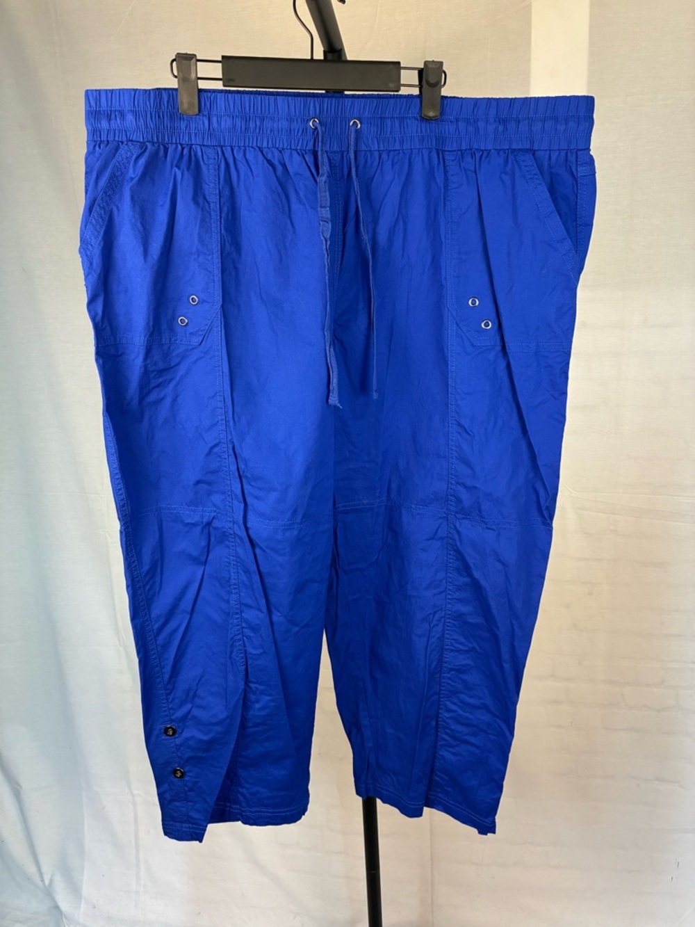 Palm Rio Stretch Cotton Pull-On Cropped Pants Cobalt Blue 3x